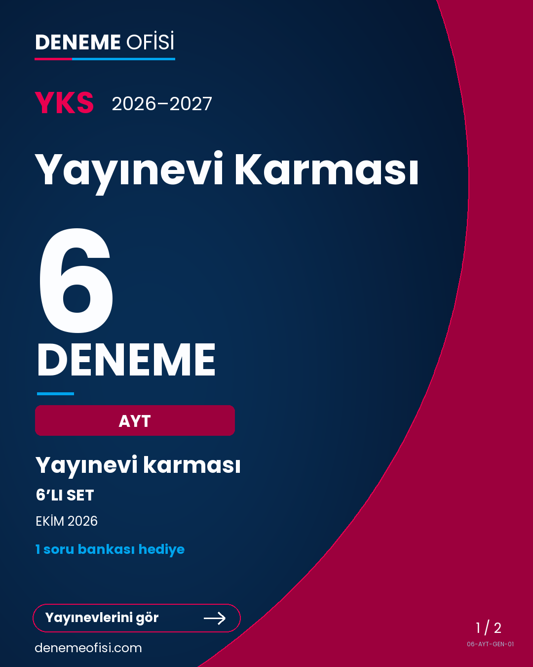 Yayınevi Karması 6'lı AYT Deneme Paketi – Yayınevi karması – Seçenek 1 (2026–2027)