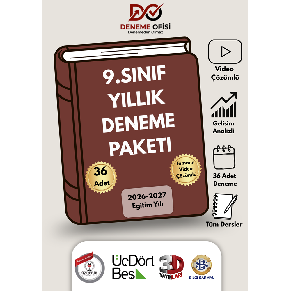 9.SINIF YILLIK 36'LI DENEME PAKETİ (2026-2027)