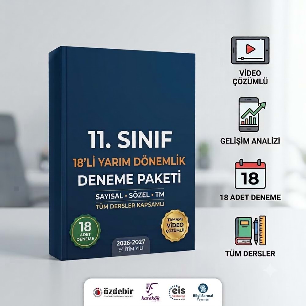 11.SINIF YARIM DÖNEMLİK 18'Lİ DENEME PAKETİ (2026-2027)