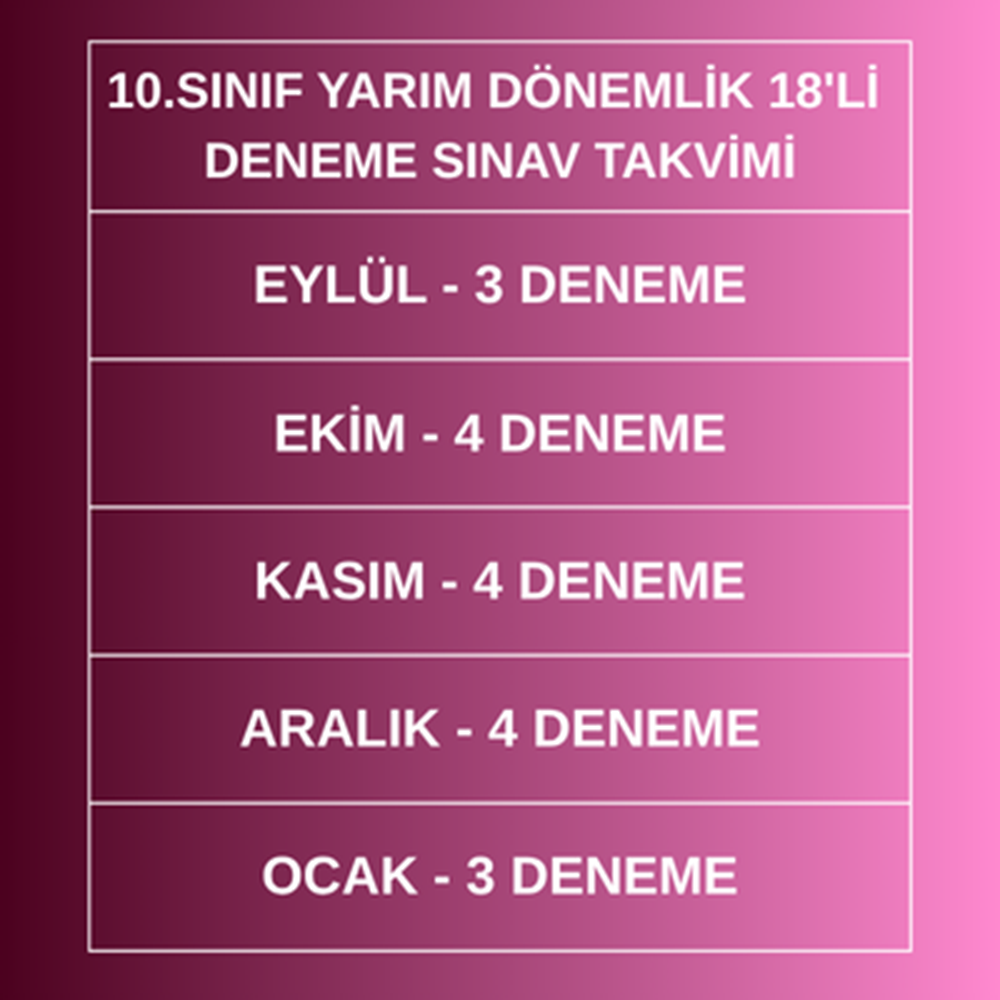 10.SINIF YARIM DÖNEMLİK 18'Lİ DENEME PAKETİ (2026-2027)
