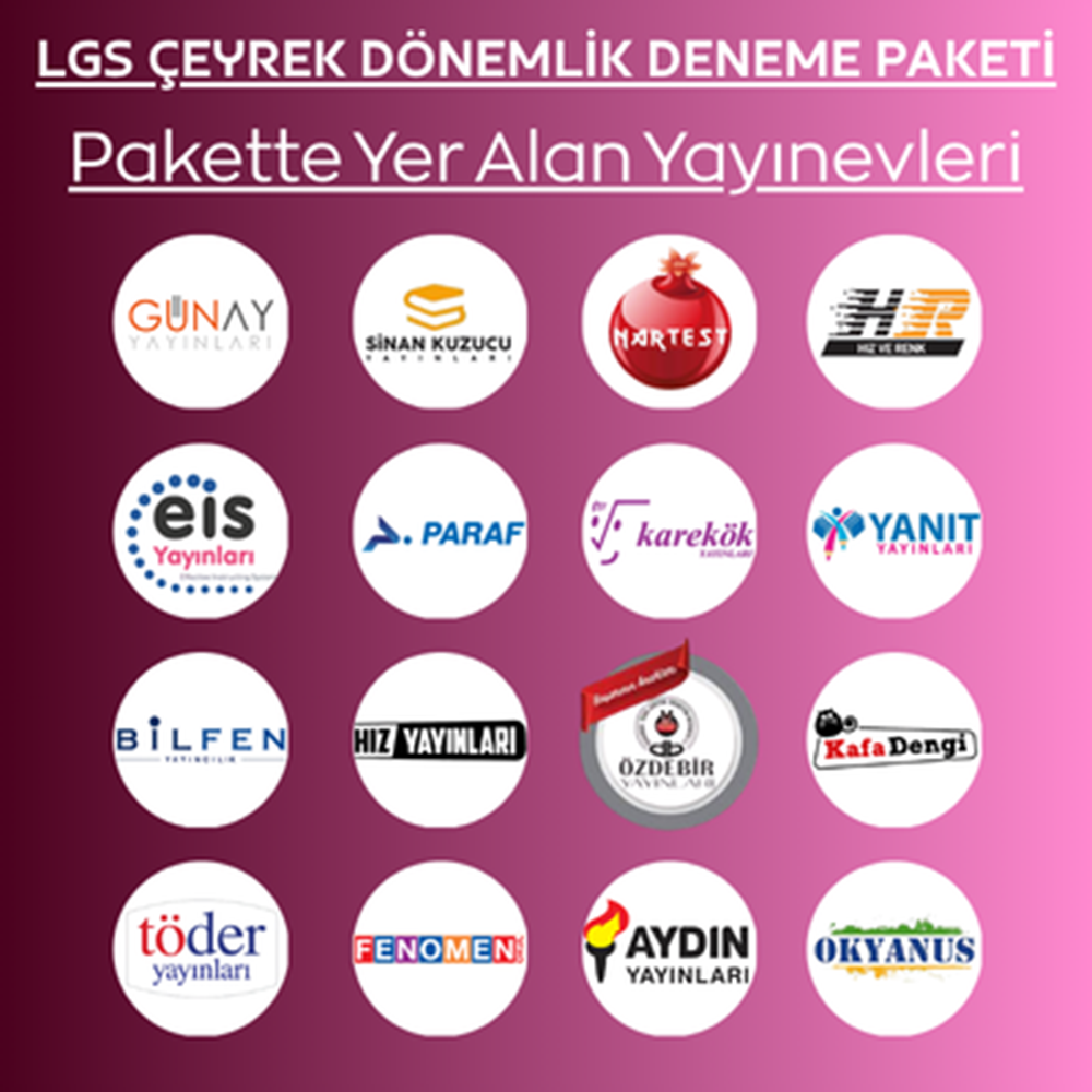 LGS ÇEYREK DÖNEMLİK - 18' Lİ DENEME PAKETİ (2026-2027)