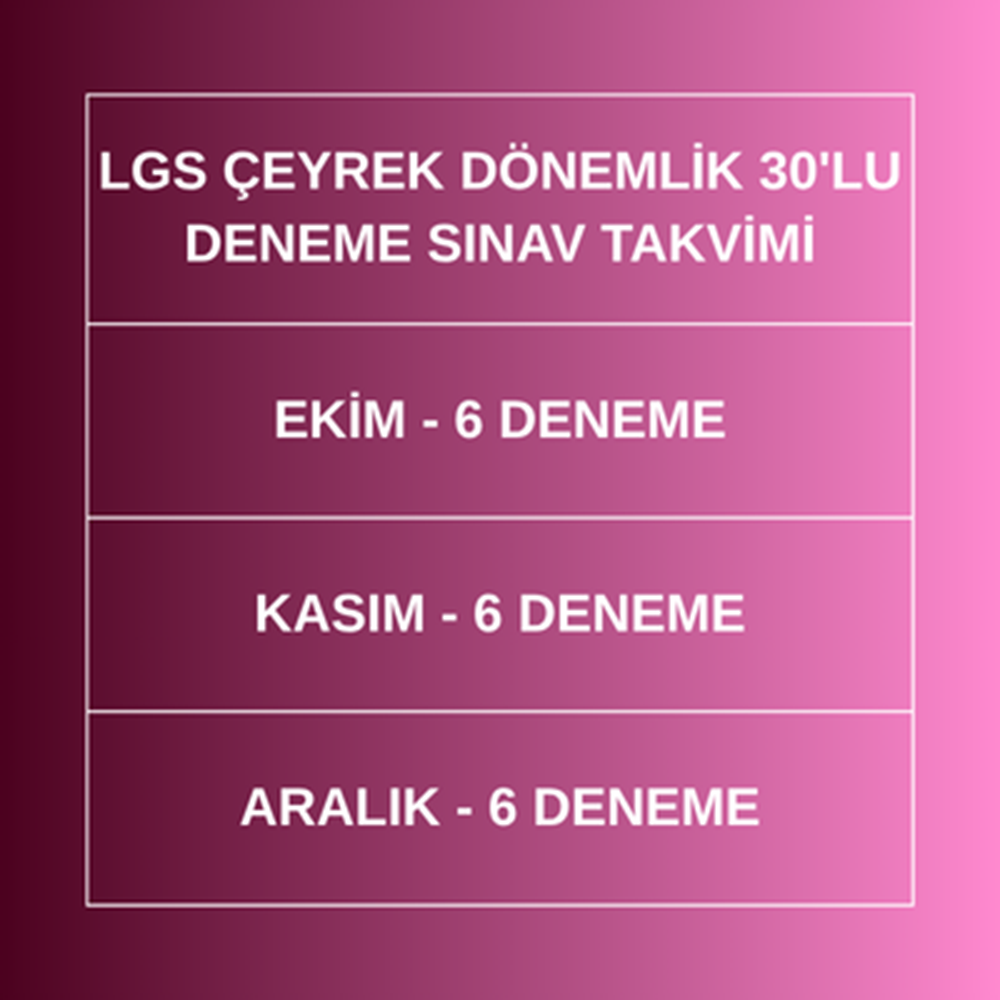 LGS ÇEYREK DÖNEMLİK - 18' Lİ DENEME PAKETİ (2026-2027)
