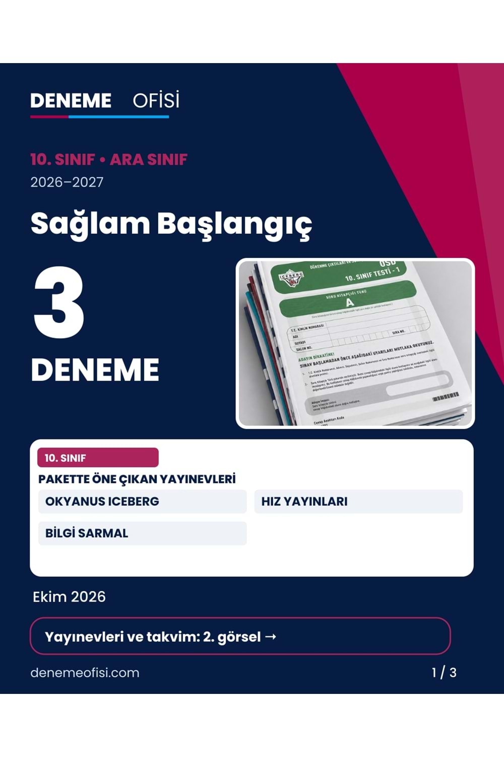 Sağlam Başlangıç 3'lü 10. Sınıf Deneme Paketi – Seçenek 1 (2026–2027)