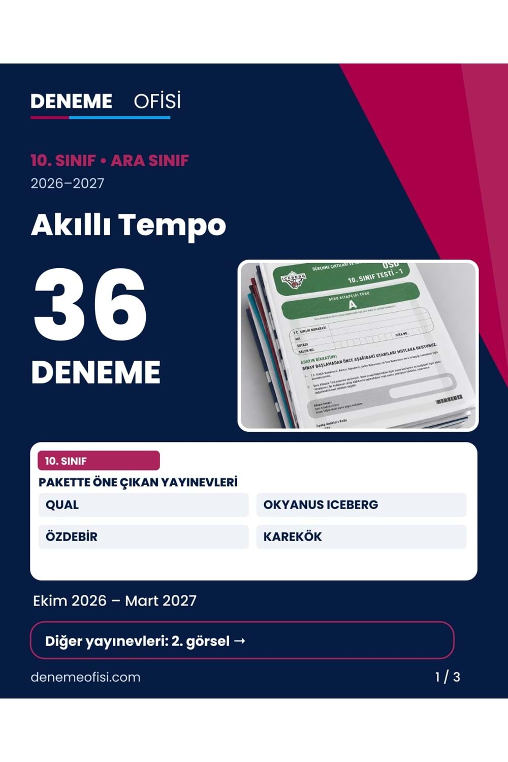 Akıllı Tempo 36'lı 10. Sınıf Deneme Paketi – Seçenek 6 (2026–2027)