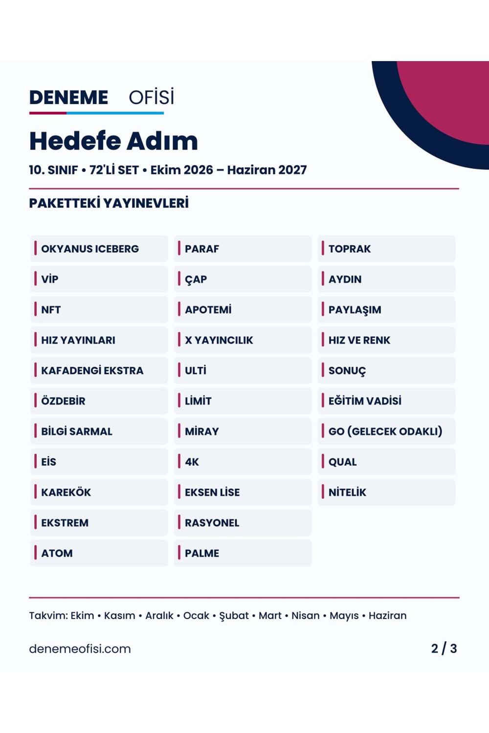 Hedefe Adım 72'li 10. Sınıf Deneme Paketi – Seçenek 4 (2026–2027)