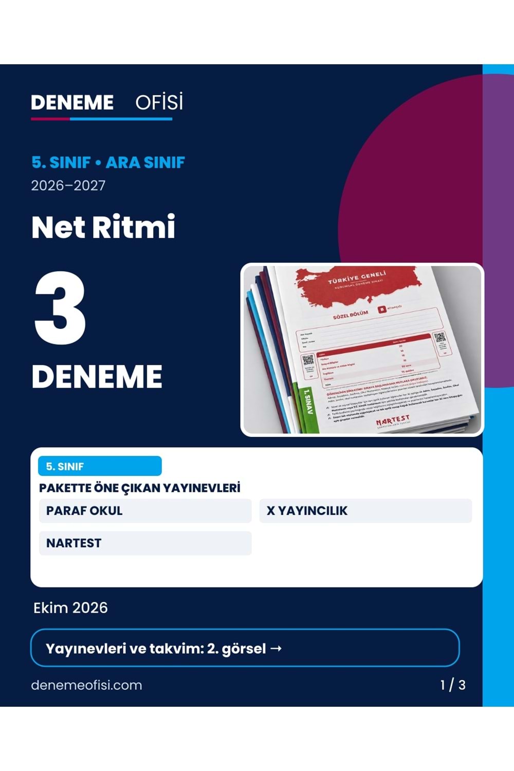 Net Ritmi 3'lü 5. Sınıf Deneme Paketi – Seçenek 3 (2026–2027)