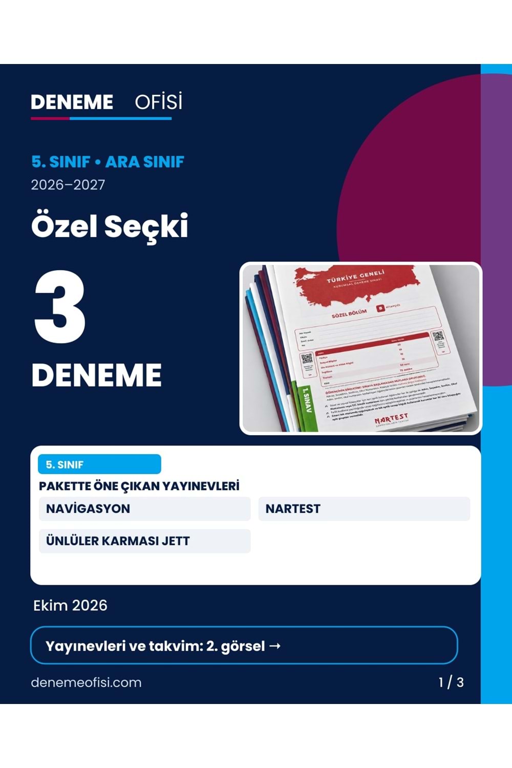 Özel Seçki 3'lü 5. Sınıf Deneme Paketi – Seçenek 9 (2026–2027)