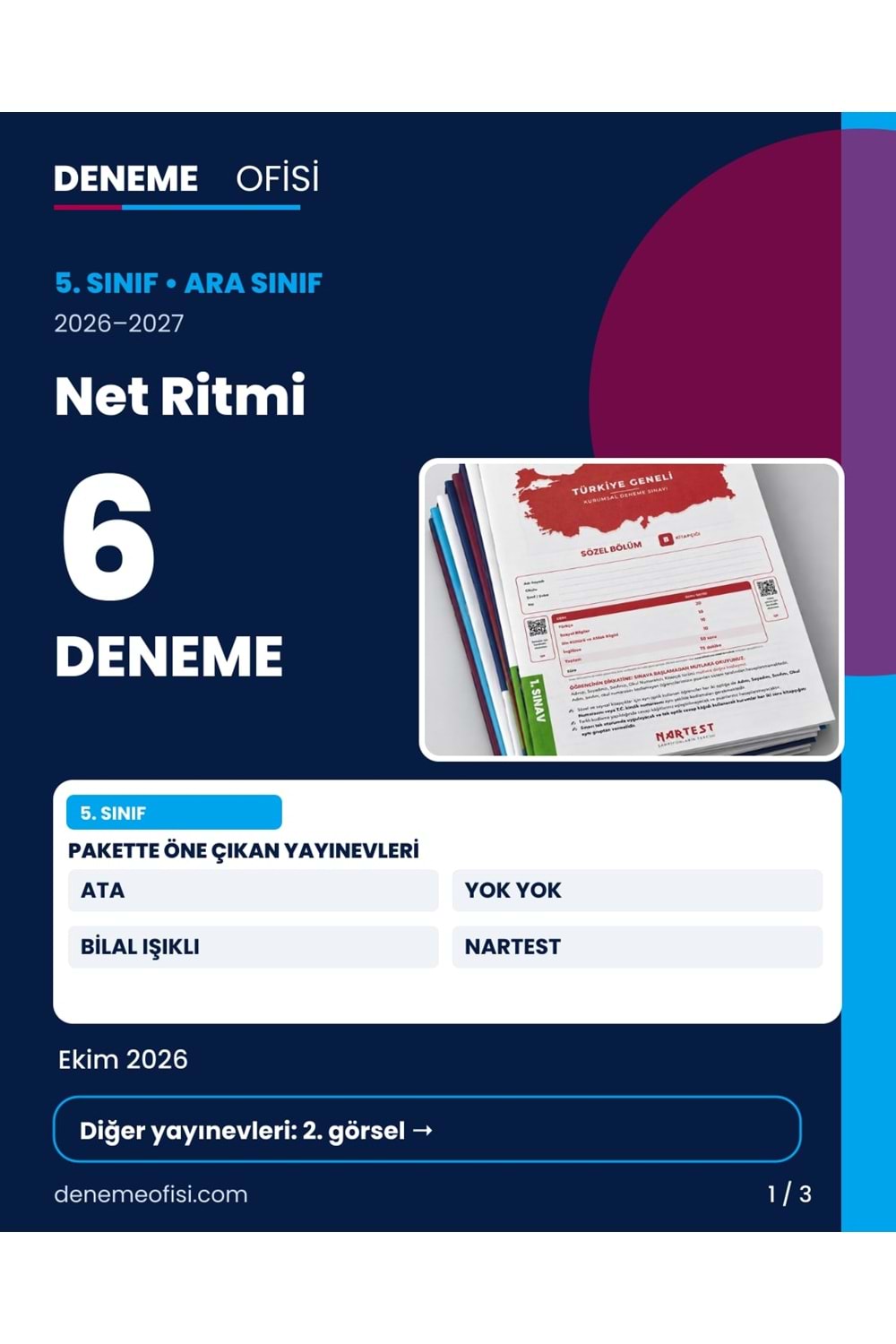 Net Ritmi 6'lı 5. Sınıf Deneme Paketi – Seçenek 3 (2026–2027)
