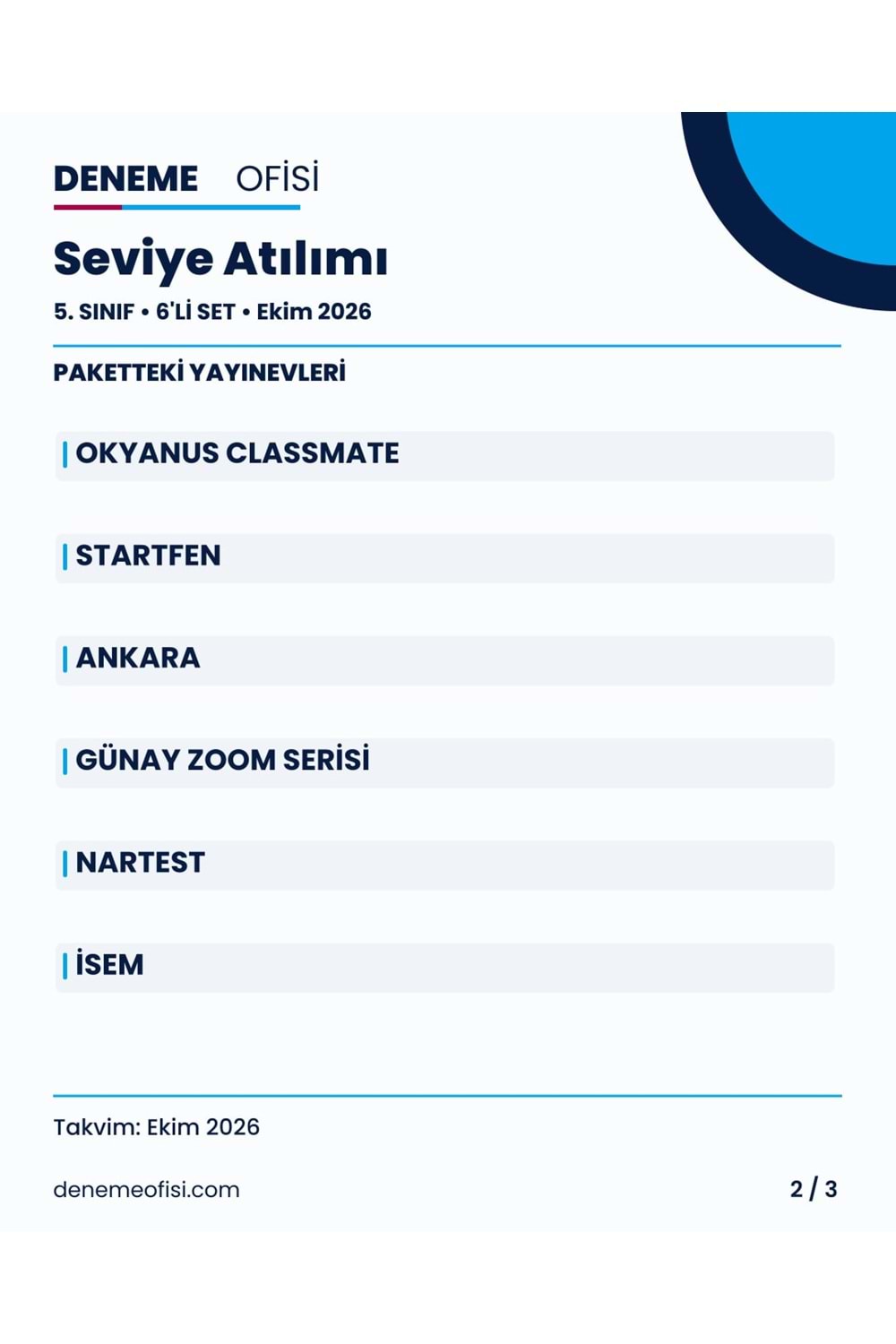 Seviye Atılımı 6'lı 5. Sınıf Deneme Paketi – Seçenek 5 (2026–2027)