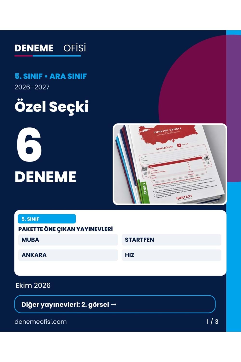 Özel Seçki 6'lı 5. Sınıf Deneme Paketi – Seçenek 9 (2026–2027)