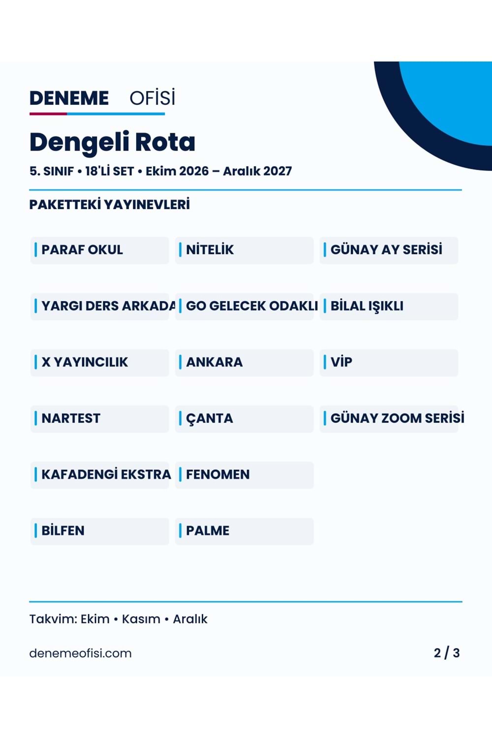 Dengeli Rota 18'li 5. Sınıf Deneme Paketi – Seçenek 2 (2026–2027)