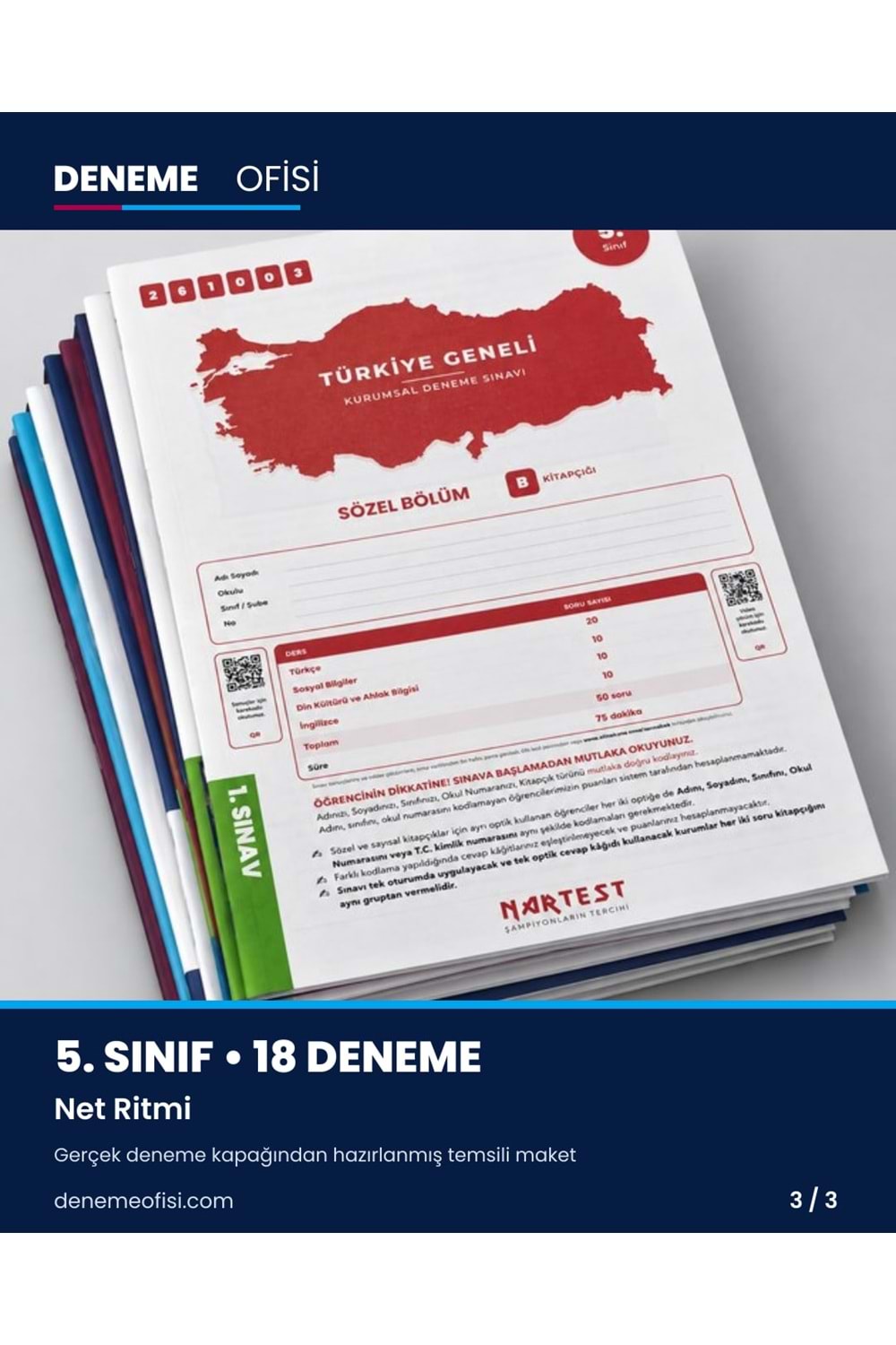 Net Ritmi 18'li 5. Sınıf Deneme Paketi – Seçenek 3 (2026–2027)