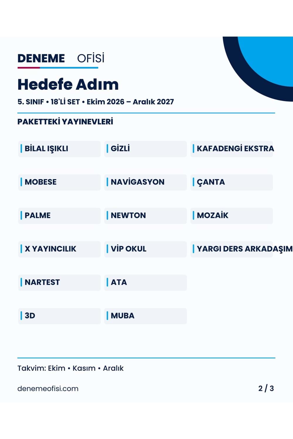 Hedefe Adım 18'li 5. Sınıf Deneme Paketi – Seçenek 4 (2026–2027)