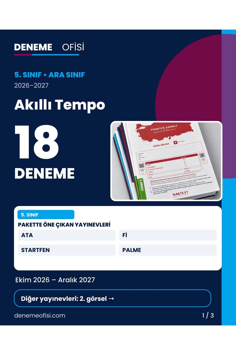 Akıllı Tempo 18'li 5. Sınıf Deneme Paketi – Seçenek 6 (2026–2027)