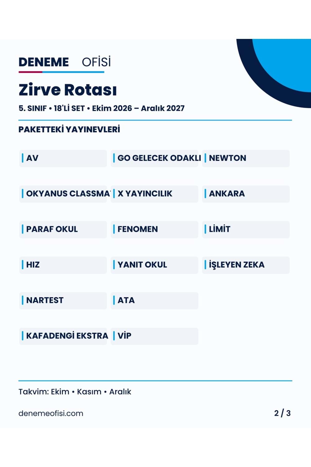 Zirve Rotası 18'li 5. Sınıf Deneme Paketi – Seçenek 7 (2026–2027)