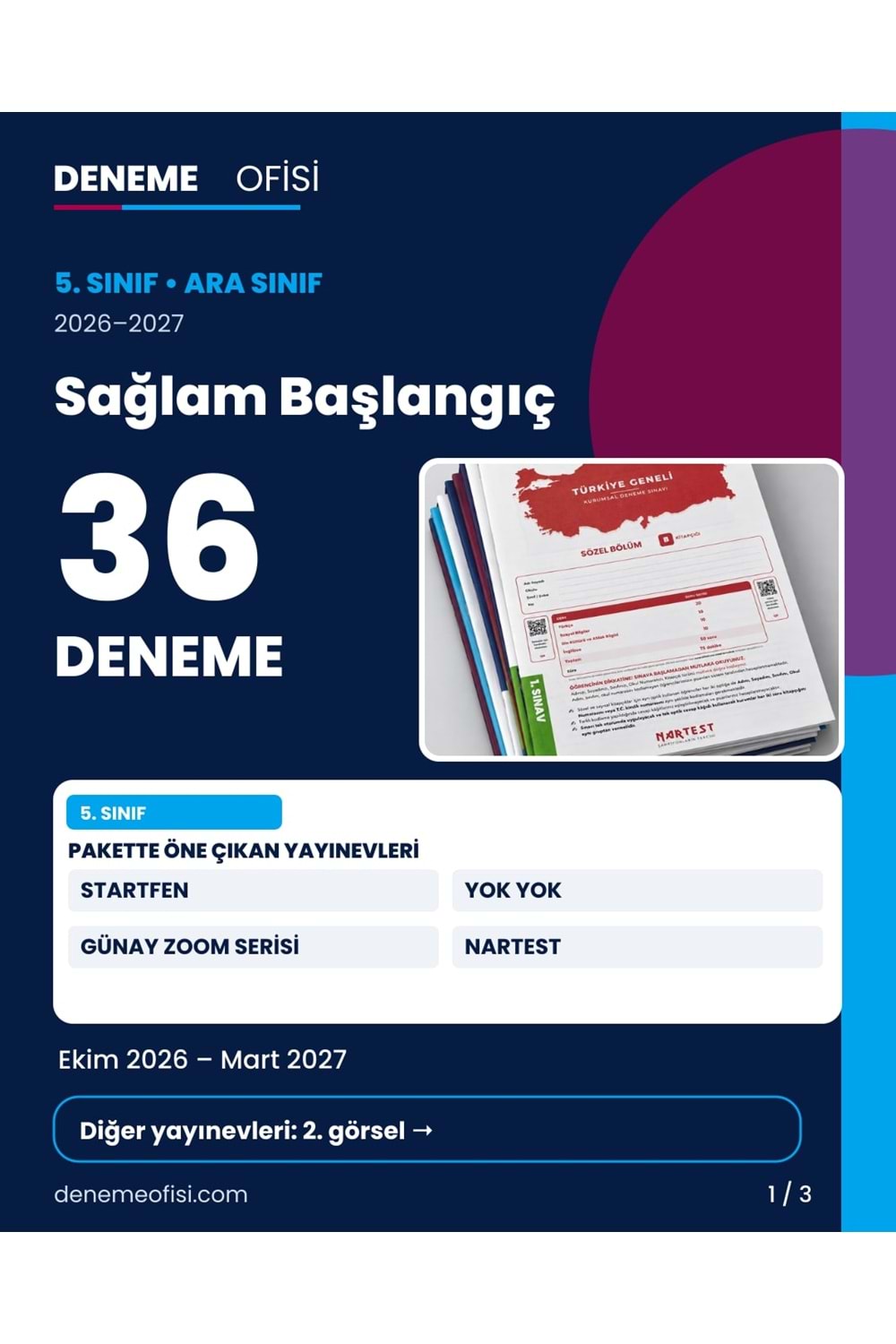 Sağlam Başlangıç 36'lı 5. Sınıf Deneme Paketi – Seçenek 1 (2026–2027)