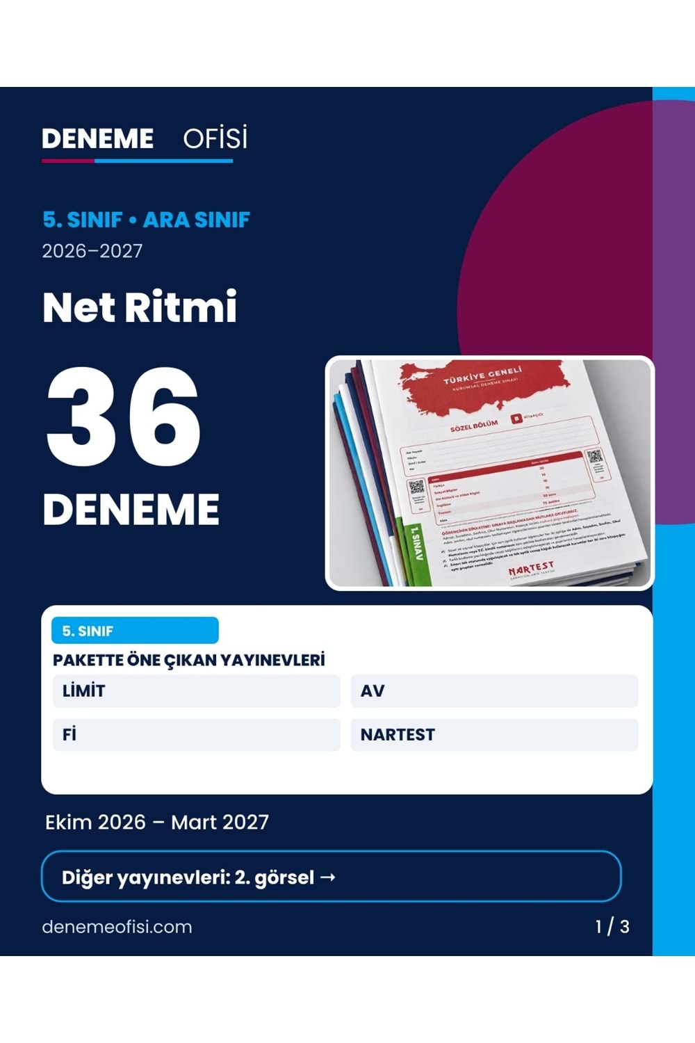 Net Ritmi 36'lı 5. Sınıf Deneme Paketi – Seçenek 3 (2026–2027)