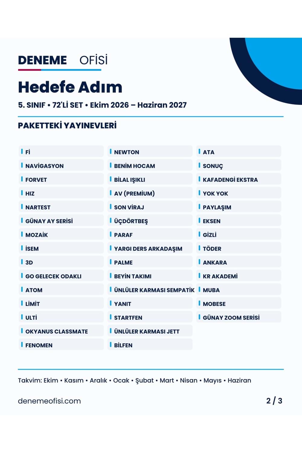 Hedefe Adım 72'li 5. Sınıf Deneme Paketi – Seçenek 4 (2026–2027)