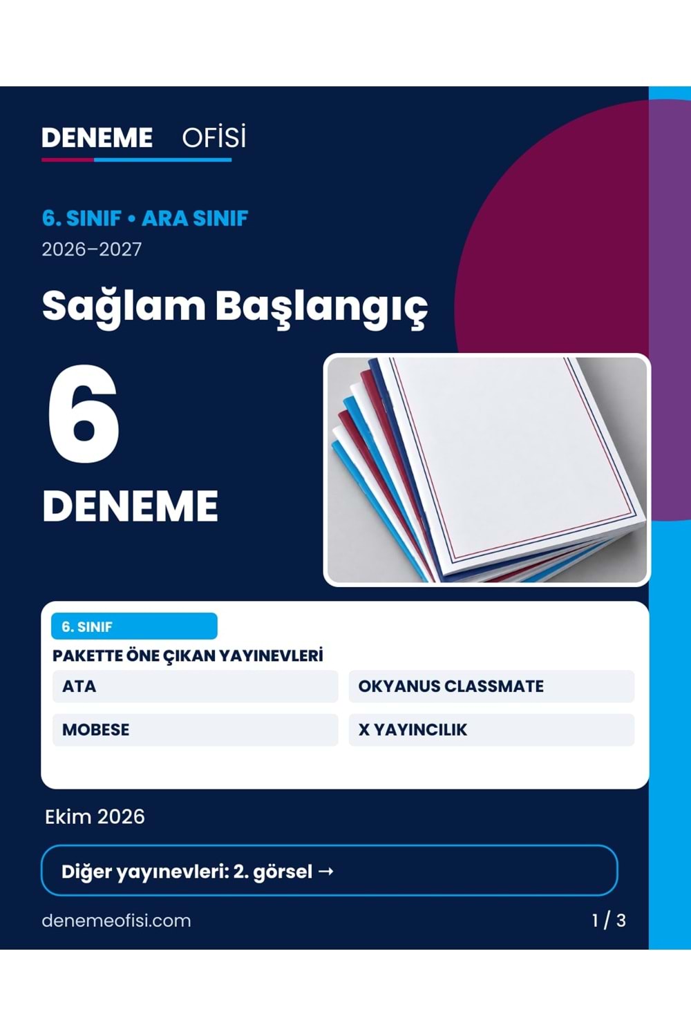 Sağlam Başlangıç 6'lı 6. Sınıf Deneme Paketi – Seçenek 1 (2026–2027)