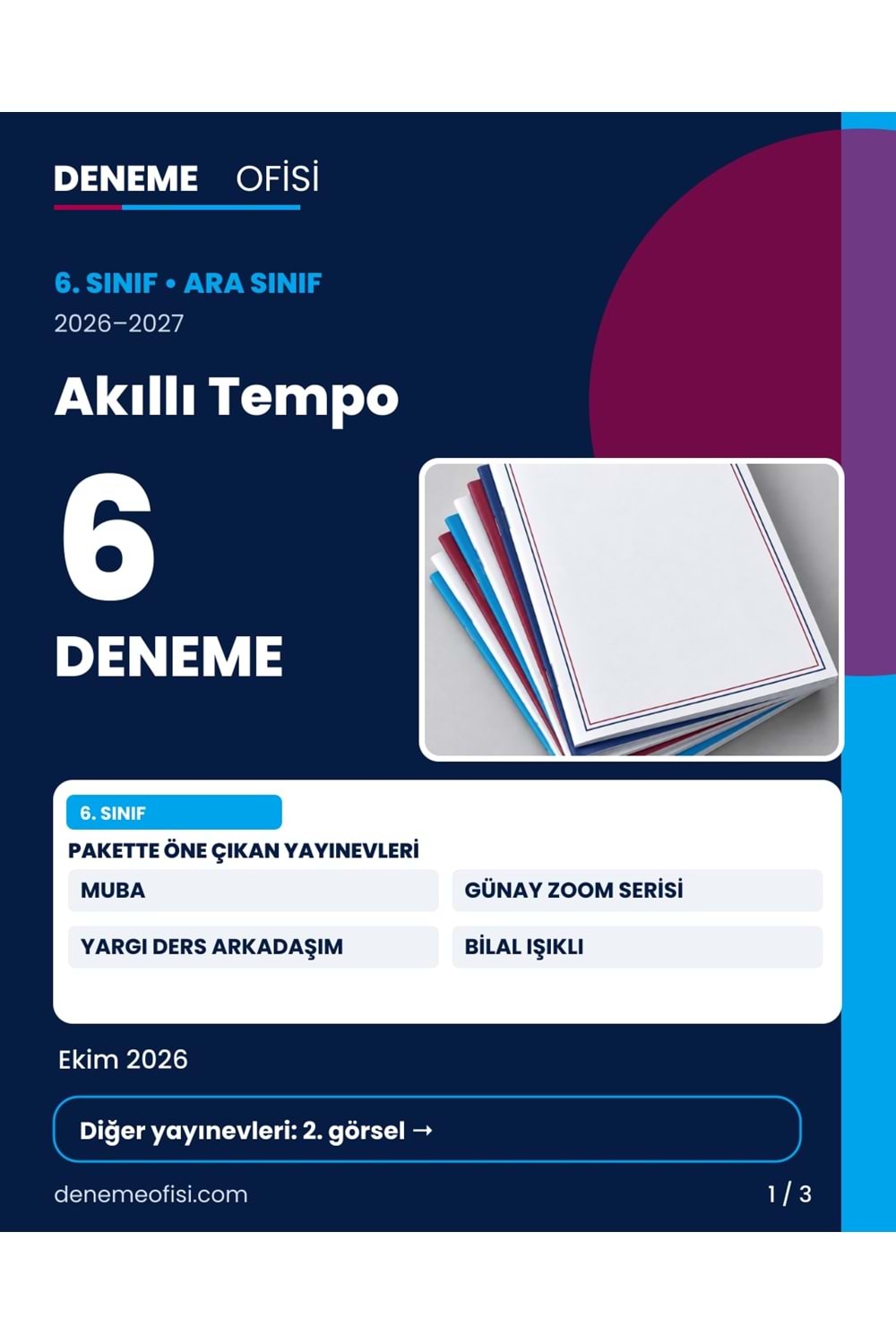 Akıllı Tempo 6'lı 6. Sınıf Deneme Paketi – Seçenek 6 (2026–2027)