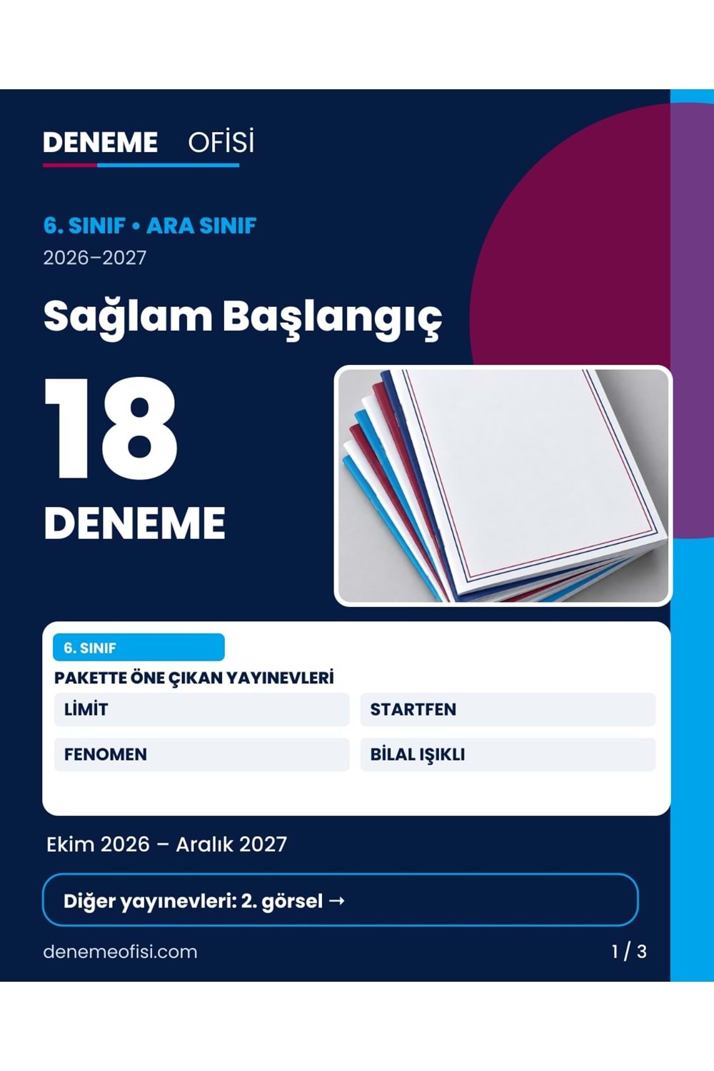 Sağlam Başlangıç 18'li 6. Sınıf Deneme Paketi – Seçenek 1 (2026–2027)