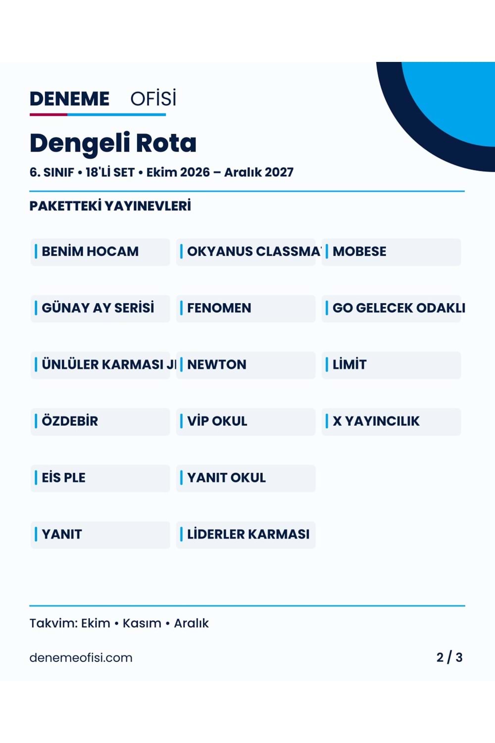 Dengeli Rota 18'li 6. Sınıf Deneme Paketi – Seçenek 2 (2026–2027)