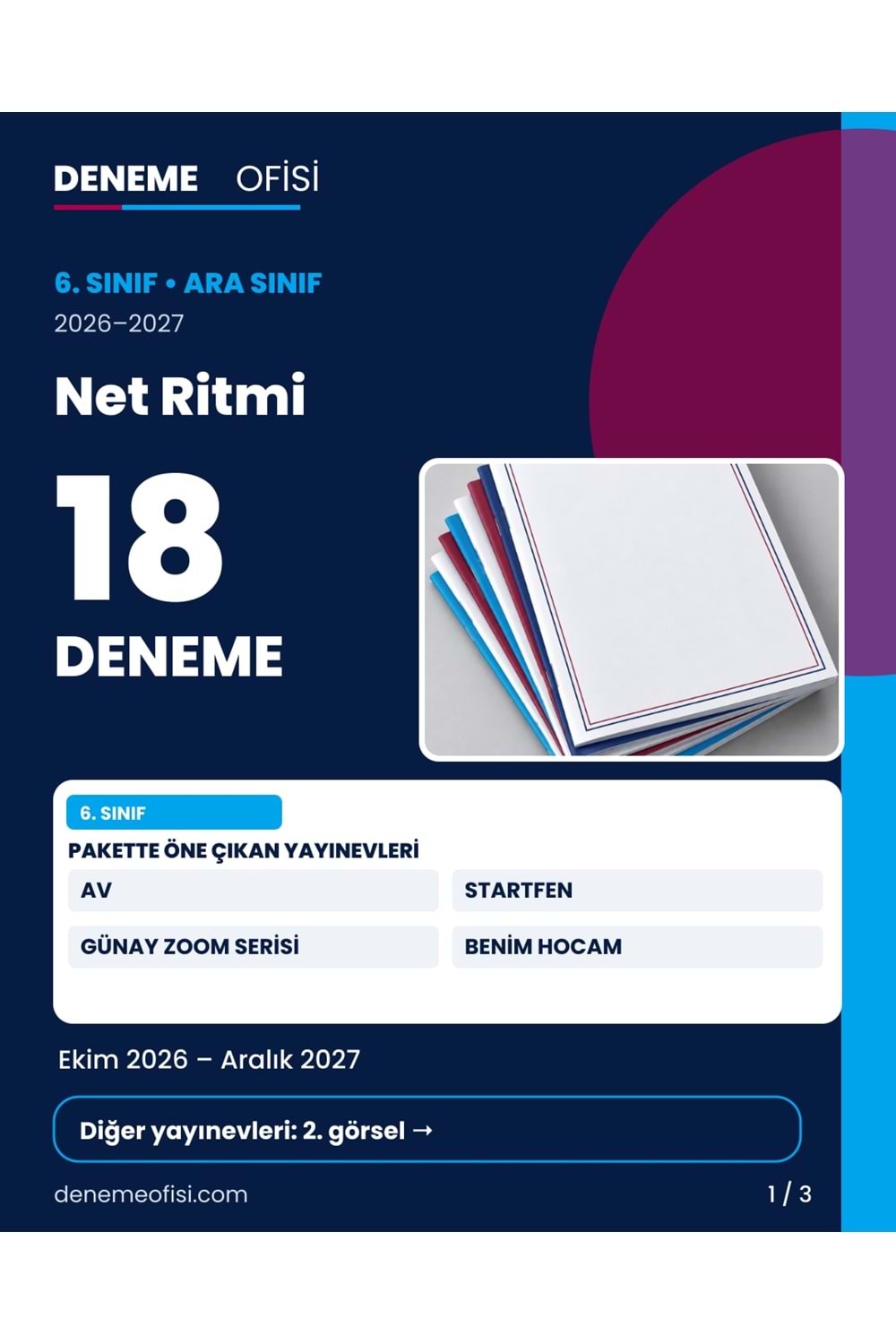 Net Ritmi 18'li 6. Sınıf Deneme Paketi – Seçenek 3 (2026–2027)