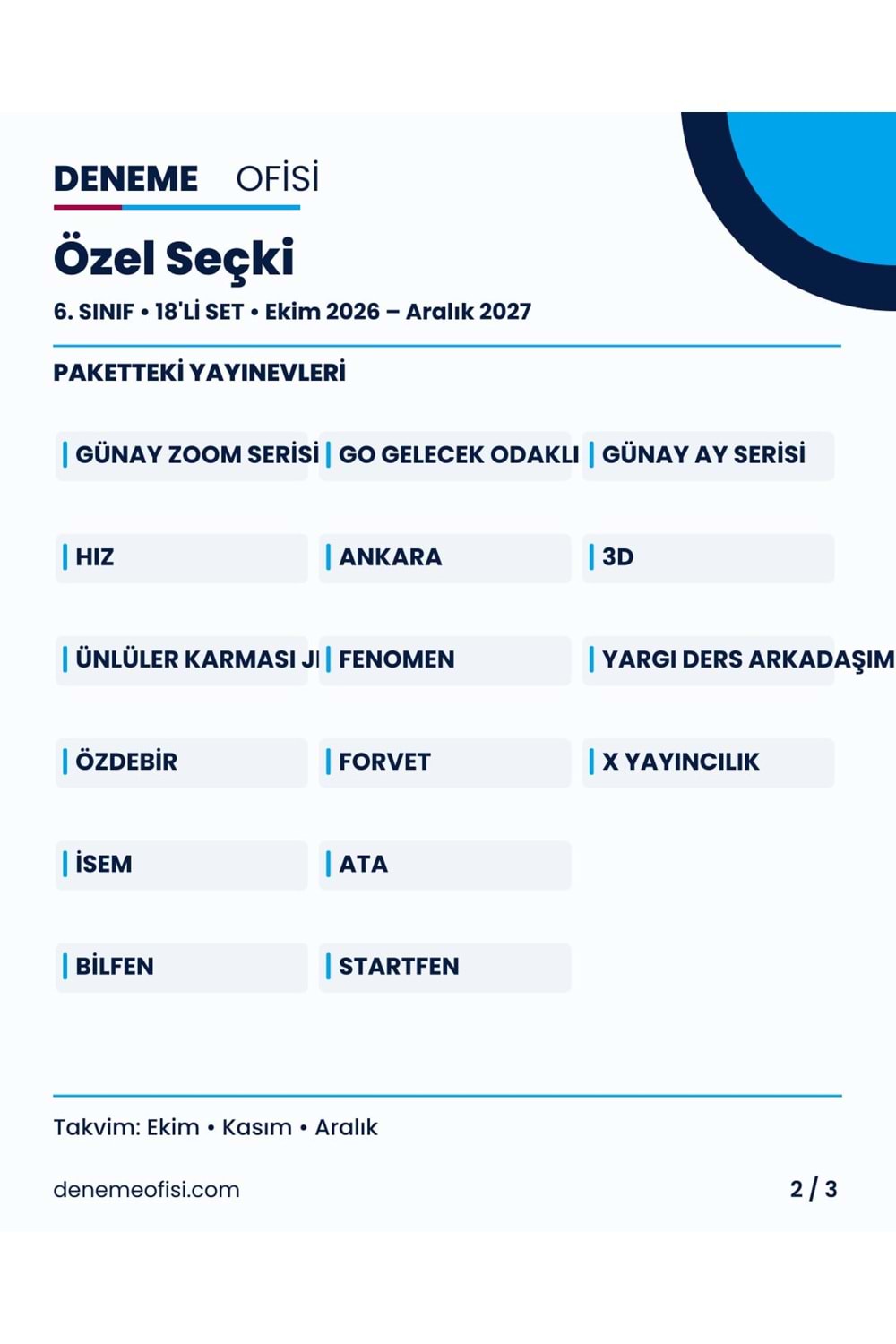 Özel Seçki 18'li 6. Sınıf Deneme Paketi – Seçenek 9 (2026–2027)