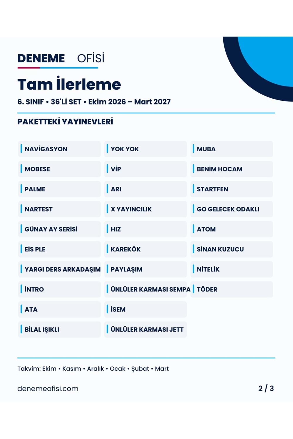 Tam İlerleme 36'lı 6. Sınıf Deneme Paketi – Seçenek 8 (2026–2027)