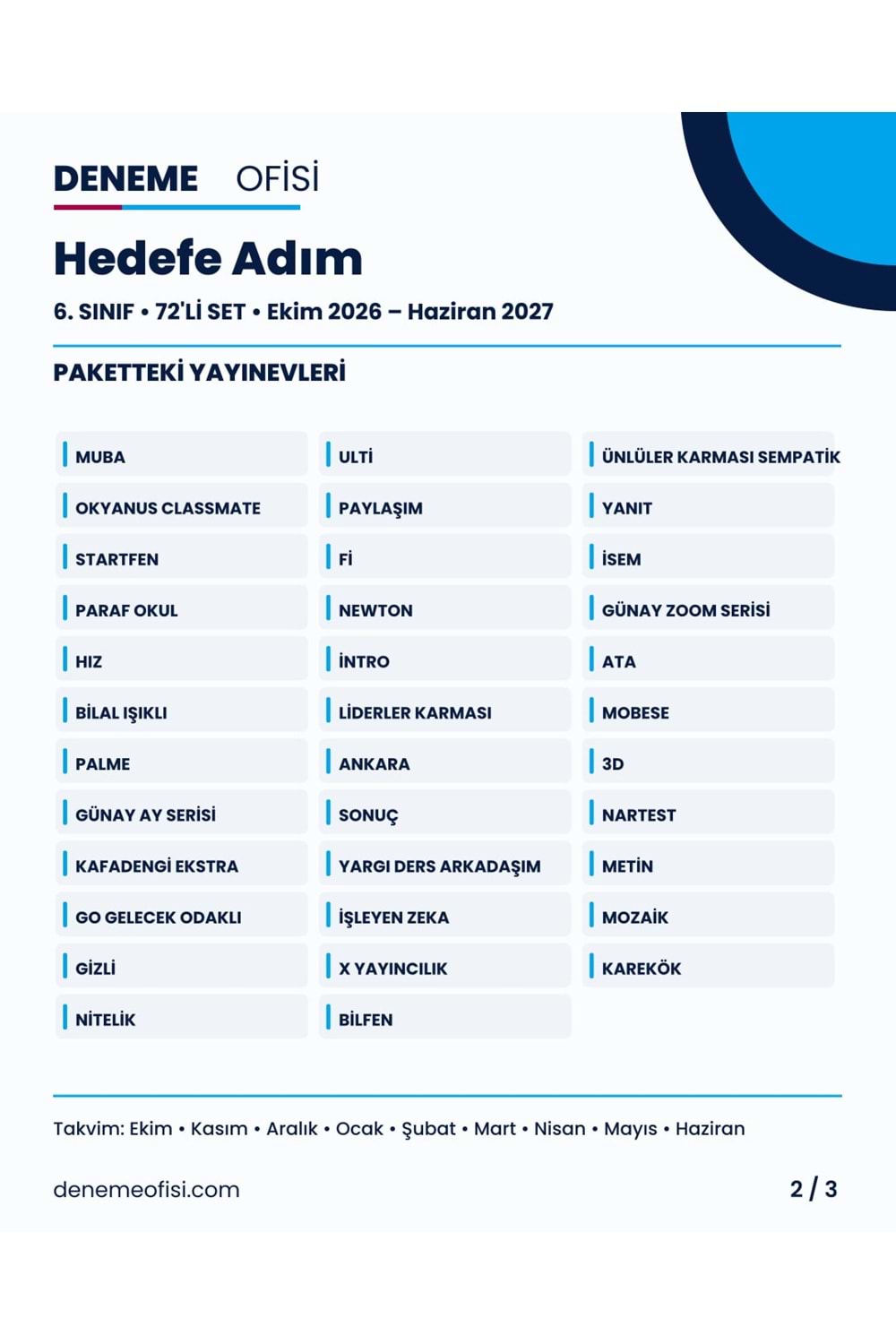 Hedefe Adım 72'li 6. Sınıf Deneme Paketi – Seçenek 4 (2026–2027)