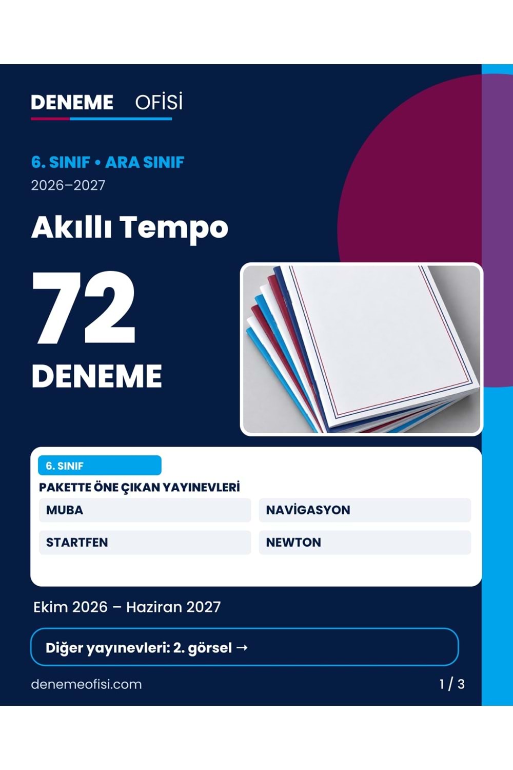 Akıllı Tempo 72'li 6. Sınıf Deneme Paketi – Seçenek 6 (2026–2027)