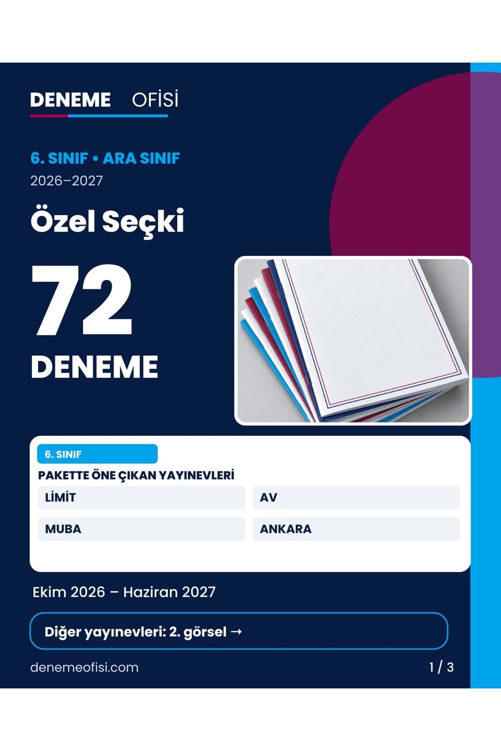 Özel Seçki 72'li 6. Sınıf Deneme Paketi – Seçenek 9 (2026–2027)