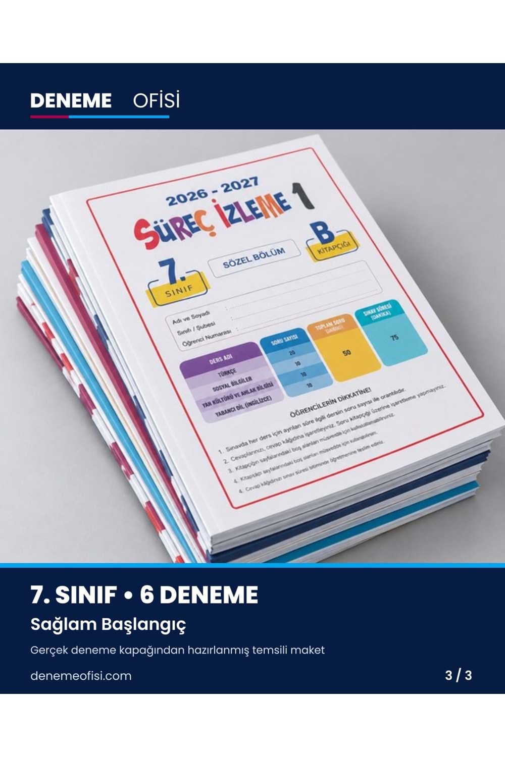 Sağlam Başlangıç 6'lı 7. Sınıf Deneme Paketi – Seçenek 1 (2026–2027)
