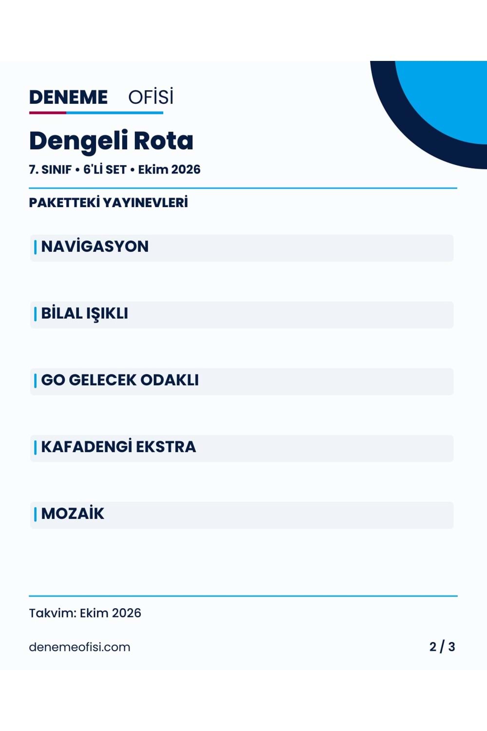Dengeli Rota 6'lı 7. Sınıf Deneme Paketi – Seçenek 2 (2026–2027)
