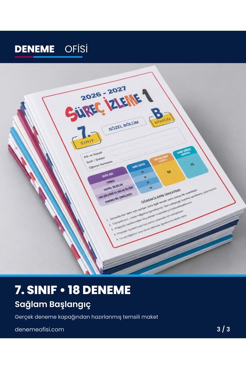 Sağlam Başlangıç 18'li 7. Sınıf Deneme Paketi – Seçenek 1 (2026–2027)