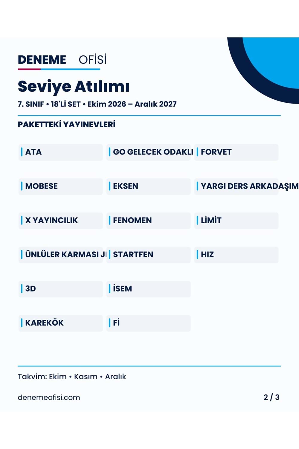 Seviye Atılımı 18'li 7. Sınıf Deneme Paketi – Seçenek 5 (2026–2027)