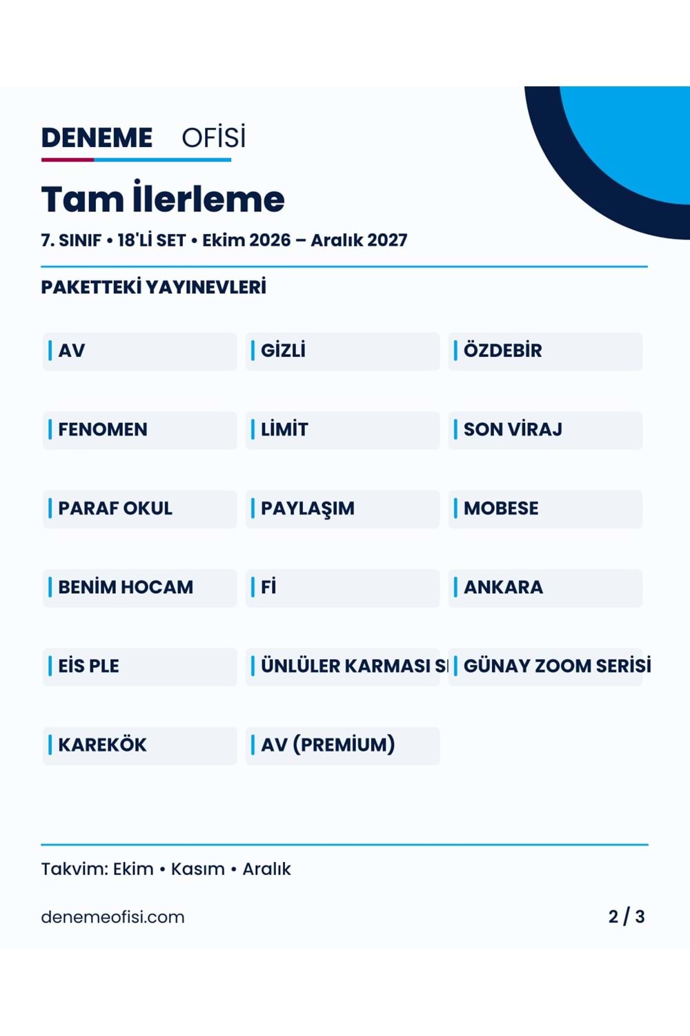 Tam İlerleme 18'li 7. Sınıf Deneme Paketi – Seçenek 8 (2026–2027)
