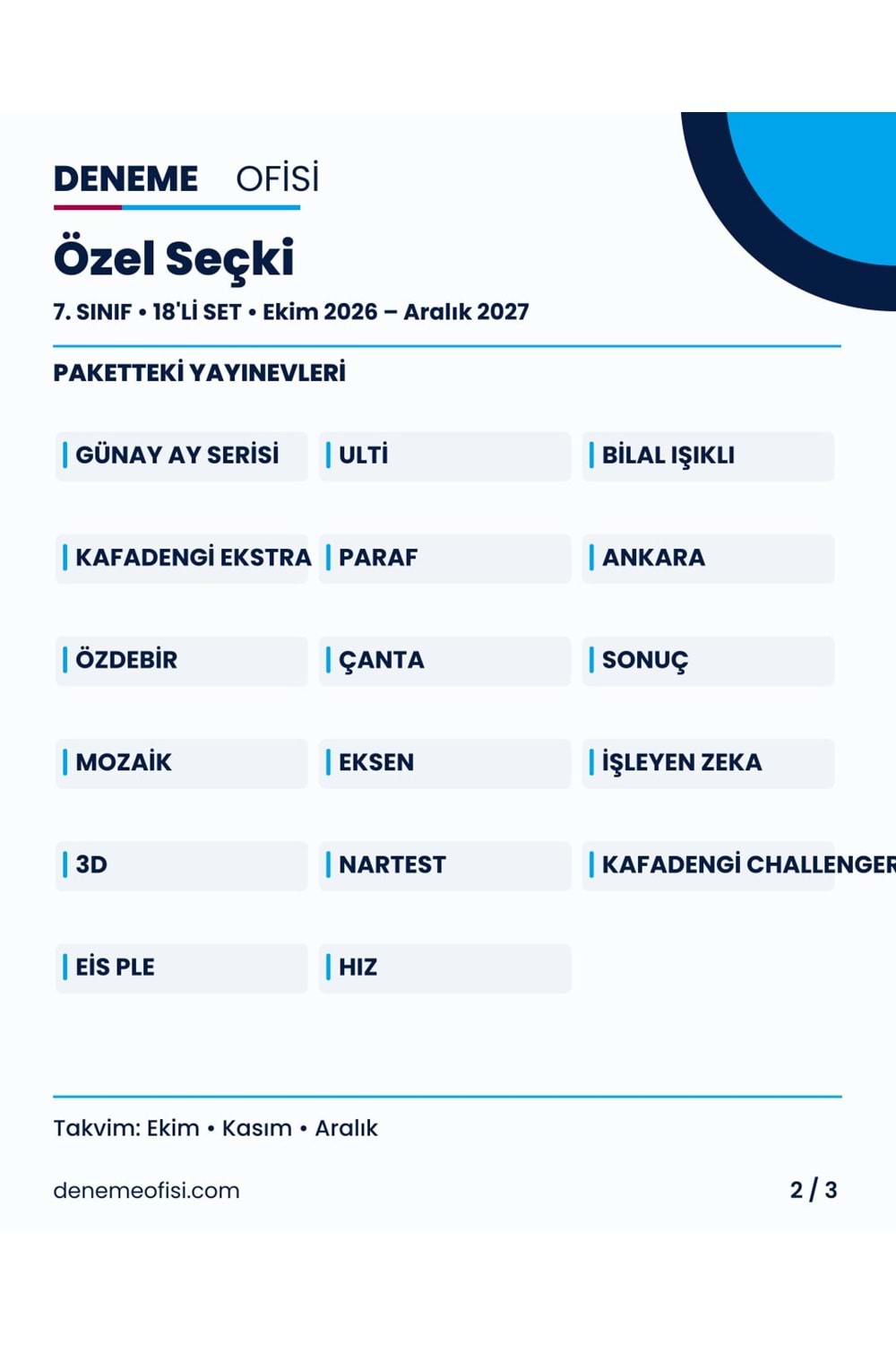 Özel Seçki 18'li 7. Sınıf Deneme Paketi – Seçenek 9 (2026–2027)
