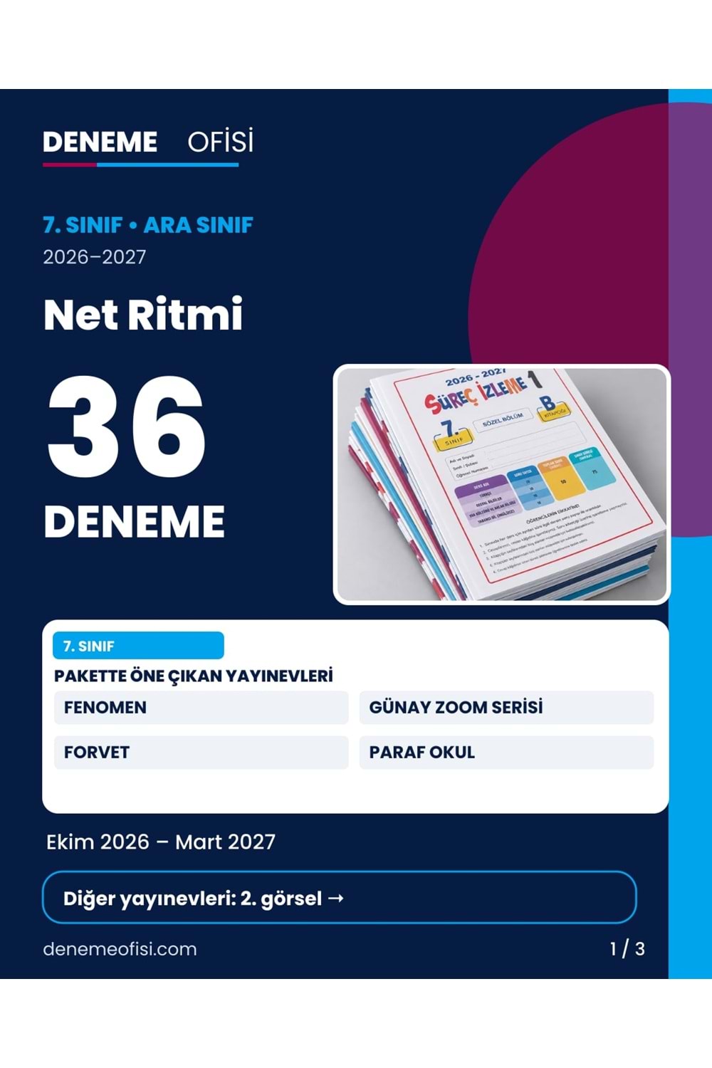 Net Ritmi 36'lı 7. Sınıf Deneme Paketi – Seçenek 3 (2026–2027)