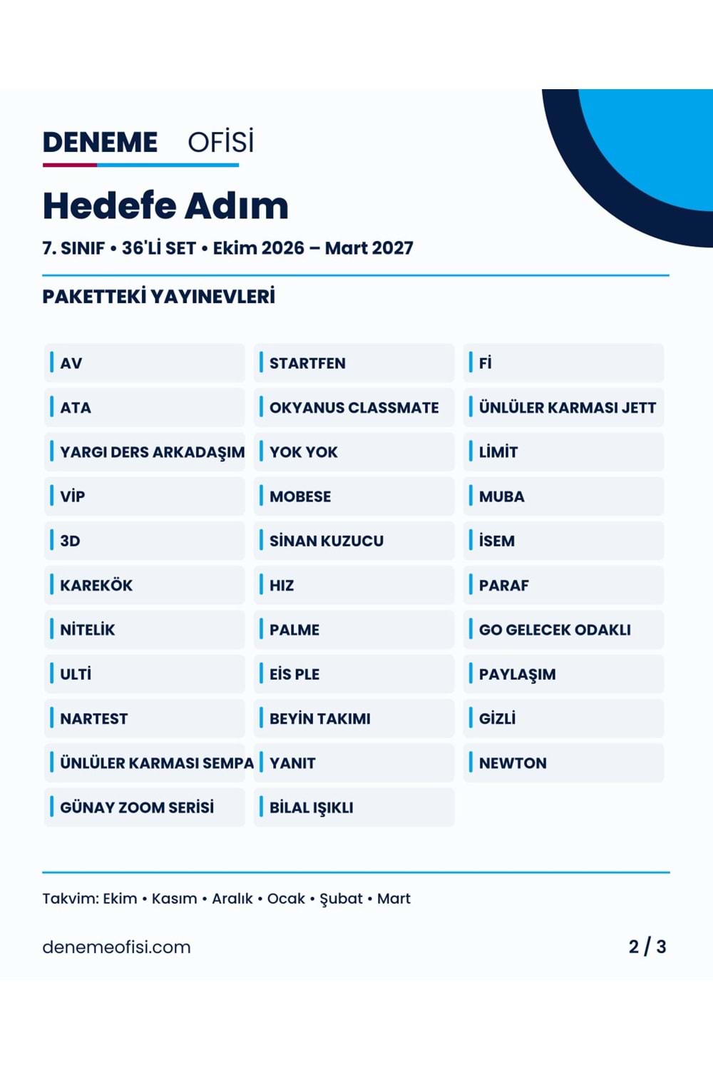 Hedefe Adım 36'lı 7. Sınıf Deneme Paketi – Seçenek 4 (2026–2027)