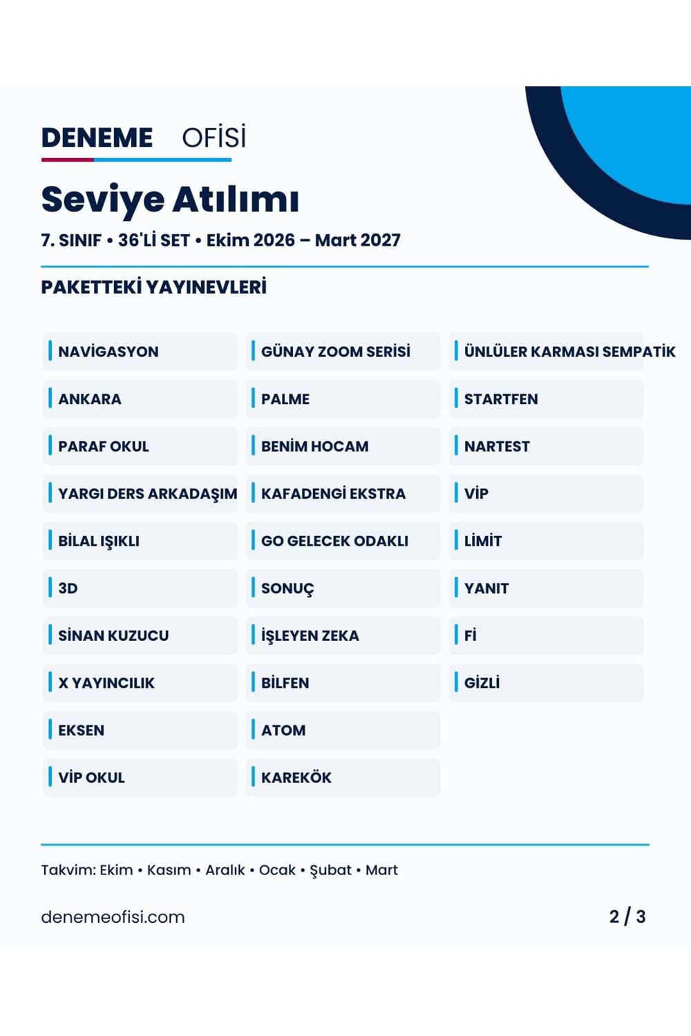 Seviye Atılımı 36'lı 7. Sınıf Deneme Paketi – Seçenek 5 (2026–2027)