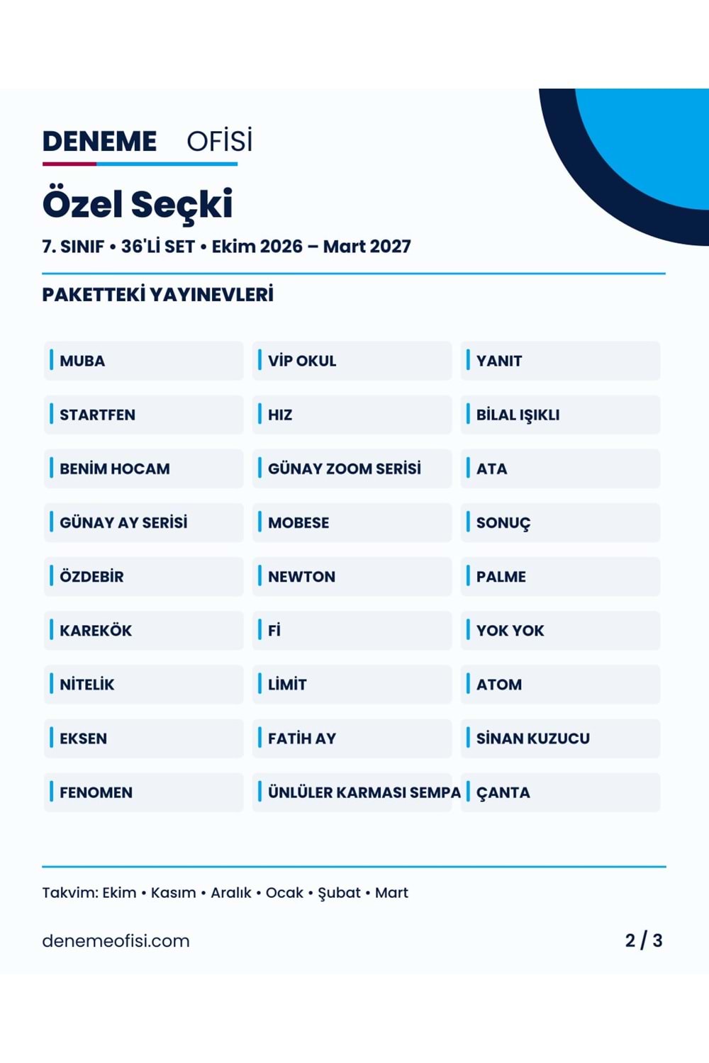 Özel Seçki 36'lı 7. Sınıf Deneme Paketi – Seçenek 9 (2026–2027)