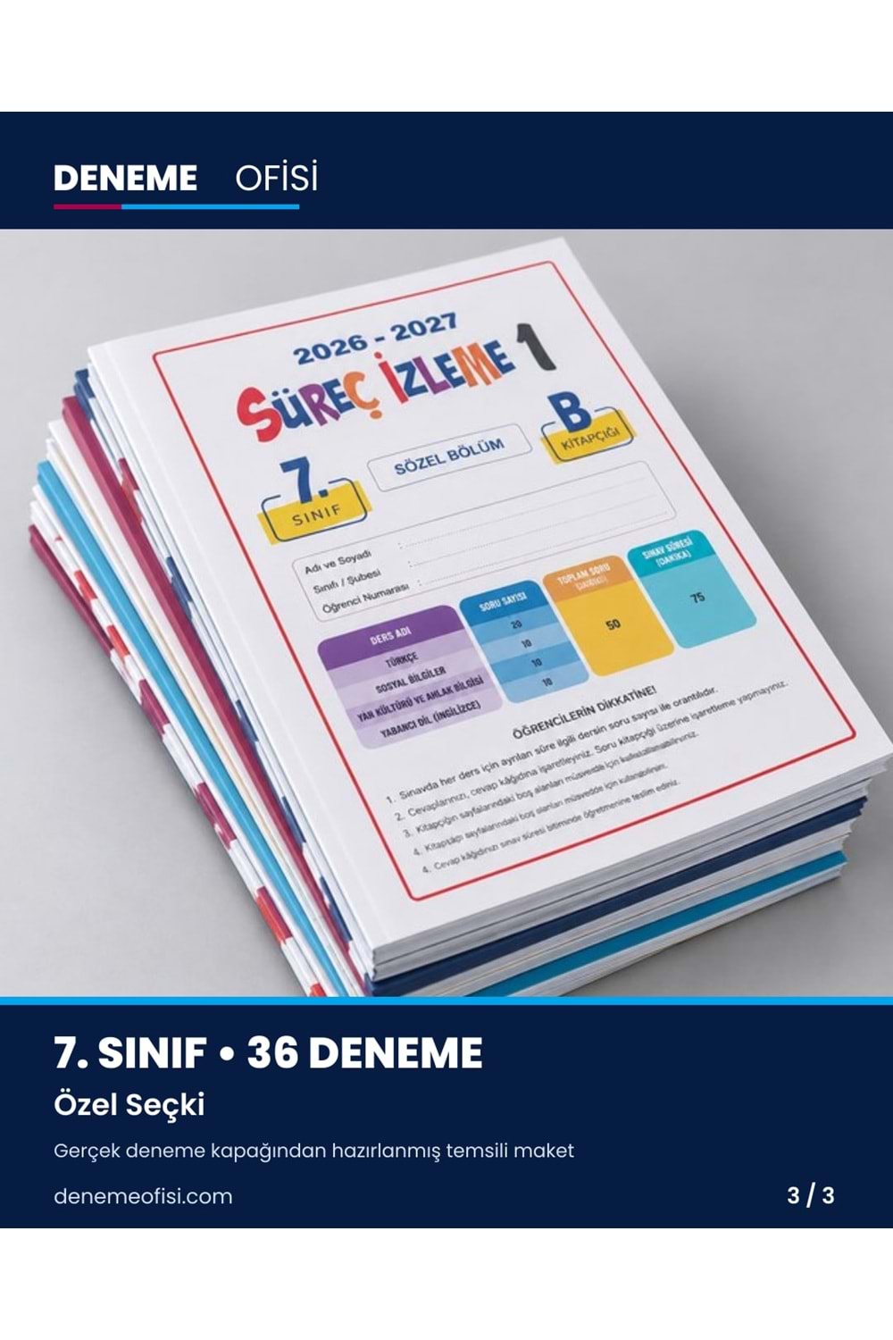 Özel Seçki 36'lı 7. Sınıf Deneme Paketi – Seçenek 9 (2026–2027)