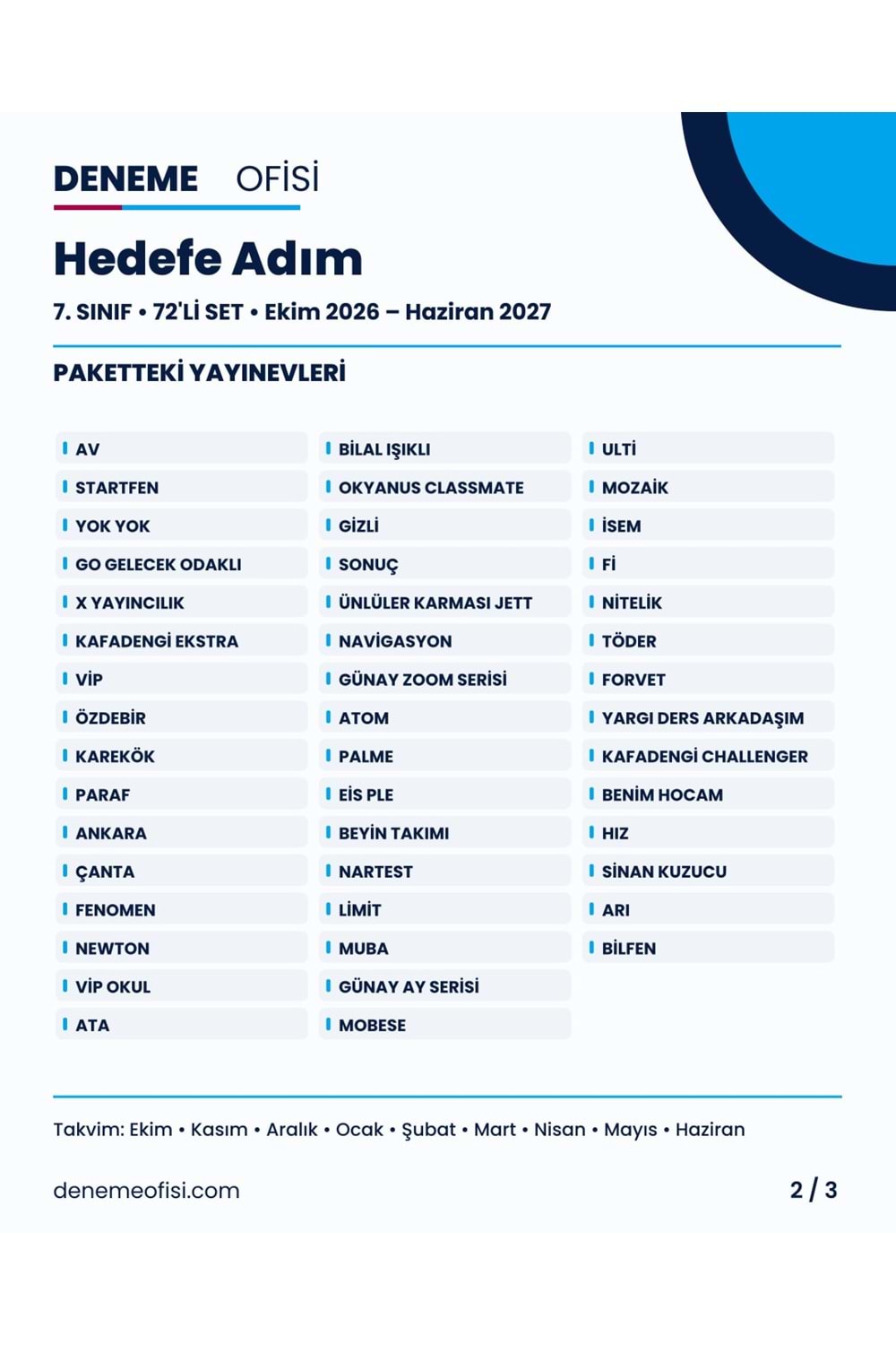 Hedefe Adım 72'li 7. Sınıf Deneme Paketi – Seçenek 4 (2026–2027)