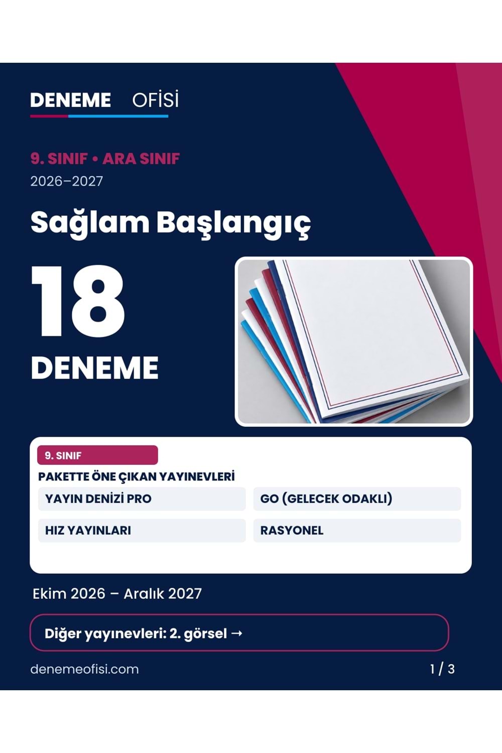 Sağlam Başlangıç 18'li 9. Sınıf Deneme Paketi – Seçenek 1 (2026–2027)