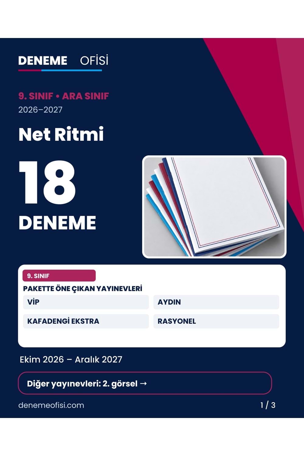 Net Ritmi 18'li 9. Sınıf Deneme Paketi – Seçenek 3 (2026–2027)