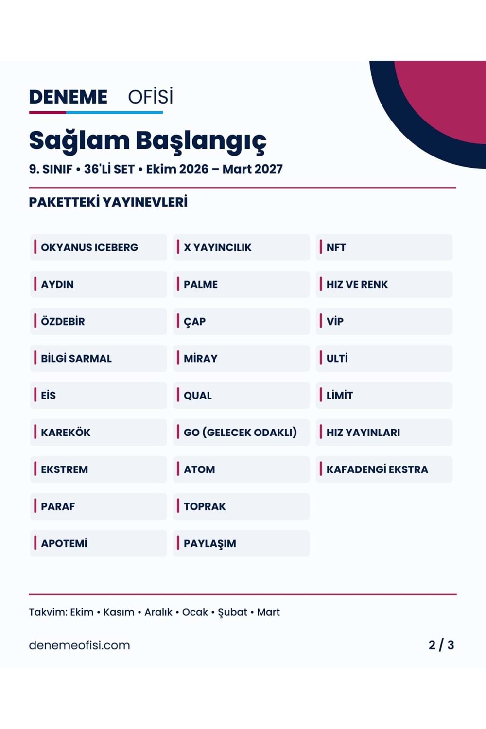 Sağlam Başlangıç 36'lı 9. Sınıf Deneme Paketi – Seçenek 1 (2026–2027)