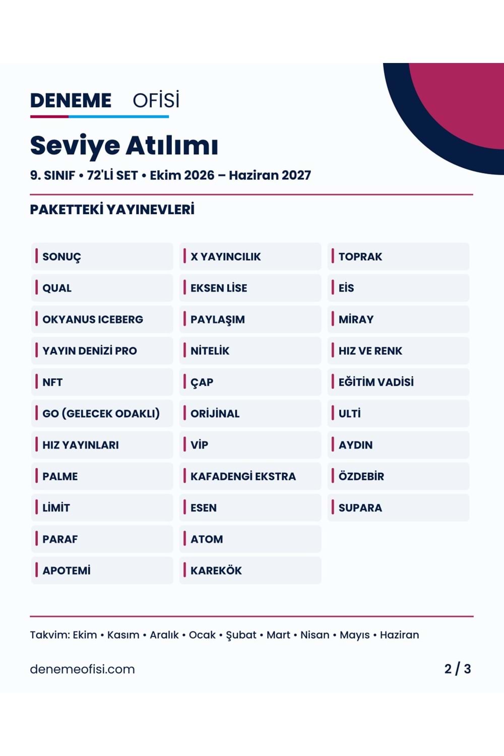 Seviye Atılımı 72'li 9. Sınıf Deneme Paketi – Seçenek 5 (2026–2027)