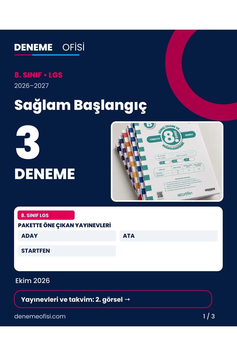 Sağlam Başlangıç 3'lü 8. Sınıf LGS Deneme Paketi – Seçenek 1 (2026–2027)