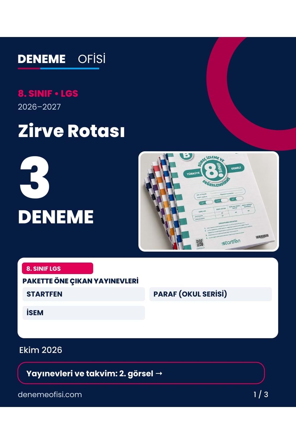 Zirve Rotası 3'lü 8. Sınıf LGS Deneme Paketi – Seçenek 7 (2026–2027)